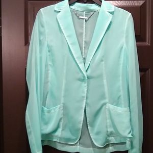 Elie Tahari sheer jacket, Blazer teal, seafoam, M, nwt